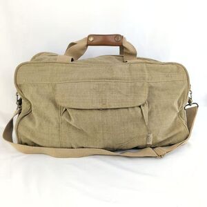 Armani For Men Duffle Bag Canvas Weekender Travel Gym Bag Tan Leather Handle Str